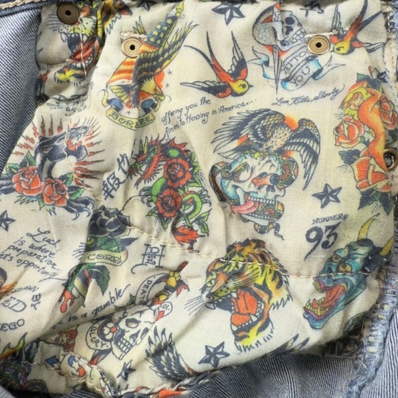 Ed Hardy Jeans Womens 32 True Love Fit & Flare Love Eternal Y2K Blue Denim - Picture 7 of 8